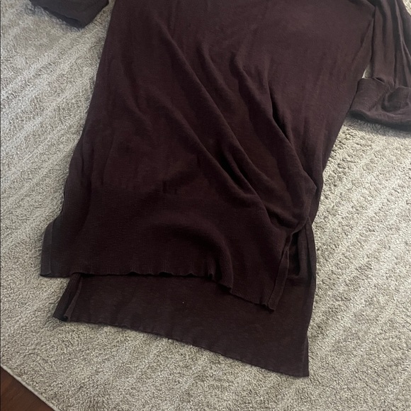 FP Beach Brown Turtleneck Midi Cotton Linen Oversized Sweater Dress Medium - Picture 6 of 10
